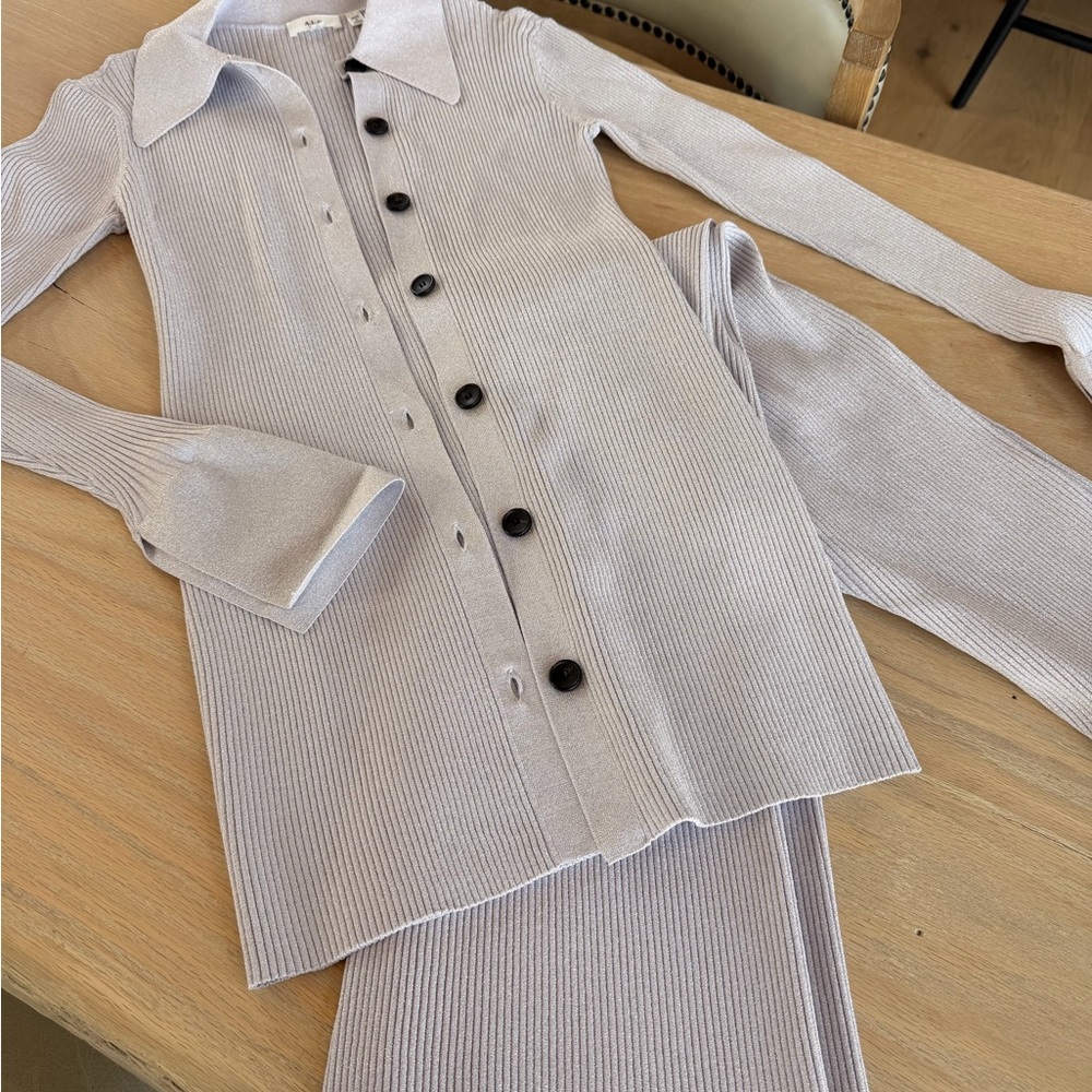 A.L.C. Ribbed Longline Cardigan in Light Gray
